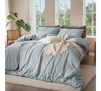 OURJOY 100% PureLinen Blend 4 Piece Sheet Set, Cooling and Breathable Flax Bed Sheets for Hot Sleepers, All Season Comfort, Anti-Tear and Durable Bedding, 18 Inch Deep Pocket（(Cornflower Blue,King)