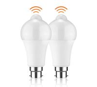OurLeeme B22 PIR Motion Sensor LED Bulbs 12W, Smart Bayonet Light Bulb, Warm White 3000K, Auto On/Off Standard Light Bulbs for Front Door Hallway Basement Garage Stairs, 2 Pack