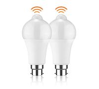 OurLeeme B22 PIR Motion Sensor LED Bulbs, 12W Smart Bayonet Light Bulb, White 3000K 200 Degree Auto On/Off Standard Light Bulbs for Front Door Hallway