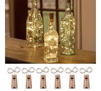 OurLeeme Bottle Stopper Lights, 2M 20 LED Wine Bottle Fairy Battery Operated, 6 Pack LED Colour Changing Clip-On Lights for Parties Weddings Christmas Table Jars Birthday Home Decor, Warm White
