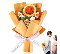 OurLeeme Crochet Flowers Bouquet Sunflowers Handmade Knitted Flower Bouquet,Hand-Woven Artificial Flowers, Gifts for Mother’s Day,Wedding, Graduation, Anniversary