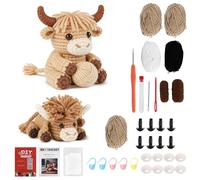 OurLeeme Crochet Kit for Beginners, Amigurumi Christmas Crochet Animal Starter Kit, Highland Cow Knitting Kits with Easy Knitting Soft Yarn Holiday Birthday Gift for Adults Kids