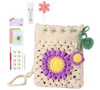 OurLeeme Crochet Sunflower Bag Kit for Beginners, DIY Video Tutorial Gift for Crochet Lovers and Kids Adults
