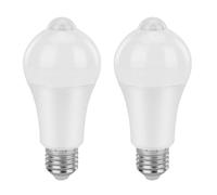 OurLeeme E27 PIR Motion Sensor LED Bulbs, 12W Smart Bayonet Light Bulb, Warm White 3000K, Auto On/Off Standard Light Bulbs for Front Door Hallway Basement Garage Stairs, 2 Pack