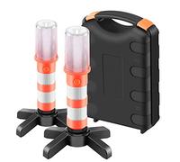 OurLeeme Emergency Lights, LED Roadside Warning Lights Flashing Road Safety Work Light Flare Strobe Light Warning Sticks with Storage Case