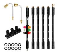 OurLeeme Pressure Washer Extension Wand, Gutter Cleaning Tools Extension Lance 4000PSI Power Washer Lance with 6 Replacement Nozzles, 2 Spray Gun Nozzles, 1/4 Inch Quick Connect for Car Roof Cleaning