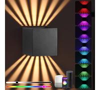OurLeeme RGB Smart LED Wall Light Indoor Outdoor, Warm White Up and Down Dimmable Cube RGB App Tuya WiFi LED Smart Wall Lamps, IP65 Waterproof for Porch Courtyard Living Room Bedroom Hallway Garden