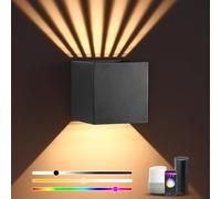 OurLeeme RGB Smart LED Wall Light Indoor Outdoor, Warm White Up and Down Dimmable Cube RGB App Tuya WiFi LED Smart Wall Lamps, IP65 Waterproof for Living Room Hallway Bedroom Garden Porch Courtyard