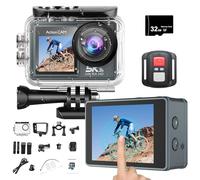 Ourlife 5K Action Camera with Front LCD & Touch Screen,EIS 100FT Waterproof Underwater Camera 170°Ultra Wide Angle 5X Zoom Sports Camera with 2.4G 15M Distance 32GB Memory Card and Accessories