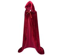OurLore Unisex Full Length Hooded Robe Cloak Long Velvet Cape Cosplay Costume 59 inch, Wine Red, One Size