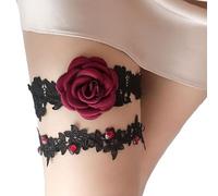 OurLore Wedding Garter For Bride Stretch Prom Garters For Bridal Leg Lace Garter Set 2pcs, Black (D), One Size