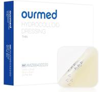 Ourmed Hydrocolloid Dressing 5cm x 5cm, 20 Packs, 0.3mm Thickness, Extra Thin Waterproof Plasters, Adhesive Bandages for Light Exudate Wound, Blister, Acne, Superficial Wound Care