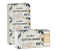 Ourmed Life Cotton Swabs - Biodegradable Bamboo & Cotton, Double-Tipped Cleaning Swabs with Pointed & Round Tips, Hypoallergenic for Ear, Makeup, Eye Makeup Removal, Nail Polish Touch-Ups (1000 Ct)
