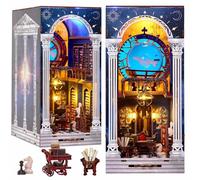 OurMiao Book Nook Kit - Secret of The Galaxy, DIY Booknook Kit for Adults, 3D Wooden Puzzle Bookshelf Insert Decor with LED Lights, Craft Gift for Teens Family Friends