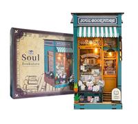 OurMiao Book Nook Kit Soul Bookstore, DIY Wooden Booknooks Kit for Adults Women Teens, Bookshelf Diorama Insert Decor Miniature Scenes with LED Light, Miniature House Kit Bookstore Model Gifts