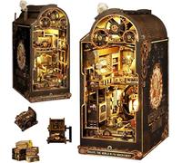 OurMiao DIY Book Nook Kit Mechanical Rhythm, Booknook Kits for Adults with Sensor Lights, Bookshelf Insert Decor Diorama Miniature Scenes, Miniature House Kit Gifts for Men Teens Family