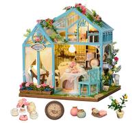 OurMiao Miniature House Kit Floral Reverie, DIY Tiny House with Furniture & LED Lights, Miniature Dollhouse Kit for Adults & Teens, Creative Decoration Gift for Family Friends
