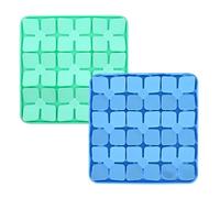 OurMiao Silicone Snuffle Mat for Dogs 2 Pack, Silicone Dog Slow Feeder Lick Mat with Suction Cups, Puppy Puzzle Feeder Toys Sniff Mat Foraging Mat for Smell Training Slow Eating, Blue & Green