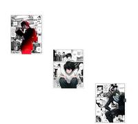 Ouroboros Art & Design - Death Note Anime Poster Set - Yagami Light, Ryuk, and L - Premium Matte 300 GSM Paper - Set of 3-8x10 inch - Unframed