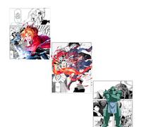 Ouroboros Art & Design - FMA - Full Metal Alchemist Anime Poster Set - Roy Mustang, Edward, and Alphonse Elric - Premium Matte 300 GSM Paper - Set of 3 - 8x10 inch