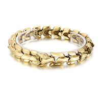 Ouroboros - Jormungandr Viking Bracelet, Men Stainless Steel Heavy Handmade Punk Vintage Biker Snake Wrist Chain, Novelty Nordic Serpent Dragon Amulet Ethnic Jewelry Cuff Bangle,Style 1 Gold,23cm