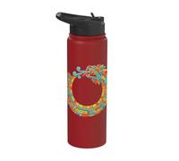Ouroboros Quetzalcoatl Feathered Serpent Aztec Mayan Art Stainless Steel Insulated Water Bottle