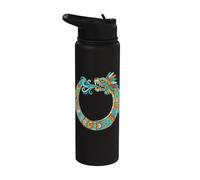 Ouroboros Quetzalcoatl Feathered Serpent Aztec Mayan Art Stainless Steel Insulated Water Bottle