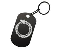 Ouroboros Snake Symbol Laser Engraved Steel Dog Tag Keychain Keytag