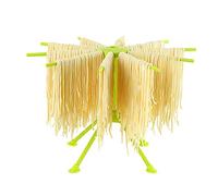 Ourokhome Collapsible Pasta Drying Rack, Plastic Foldable Homemade Fresh Spaghetti Stand Dryer Noodle Hanger for Kitchen with 10 Arms, Stable, Easy Storage, Quickly Set Up (Green)
