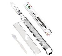 Ourokhome Kitchen Lemon Zester, Stainless Steel Hand Held Parmesan Cheese Grater for Ginger, Chocolate, Coconut, Lime, Nutmeg, Citrus, Fruit, Vegetable with Cleaning Brush, Dishwasher safe, White
