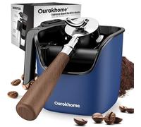 Ourokhome Knock Box Espresso Accessories, The Latest Patented Stainless Steel Espresso Machine Tool for Coffee Ground with Removable Knock Bar, Handle and Lid, Dishwasher Safe, 4.8 inch (Deep Blue)