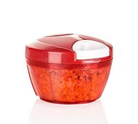 Ourokhome Mini Garlic Chopper Grinder- Manual Processor for Vegetables, Fruits, Garlic (Red)