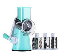 Ourokhome Rotary Cheese Grater Chopper - Vegetable Mandoline Slicer with 3 Interchangeable Ultra Sharp Cylinders Stainless Steel Blades（Blue）