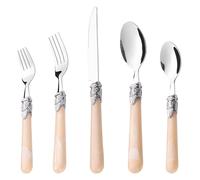 Ourplpme Cutlery Set, Stainless Steel Flatware Tableware Set with Vintage Handle, 20-Piece Silverware Set Includes Knife and Fork Sets for Steak, Salad, Soup, Tea, Dishwasher Safe