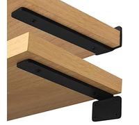 Oursouion Heavy Duty Metal Shelf Brackets 4 Pack - 1/5 Inch Thick Wall Mounted Hidden Black L Brackets, Rustic Industrial Floating Design - 10inch