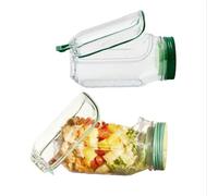 Oursouion Salad Pod Jar with Side Opening, Leakproof Jar with Dressing Pot, Vertical Layered Lunch Container, Portable Lunch Box for Meal Prep & On-the-Go