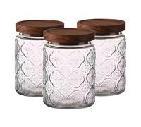 Oursouion Tea, Coffee, Sugar, Canisters - Decorative Kitchen Storage Canister, Food Storage Airtight Lids,Glass Storage Cansiters Jars for Sugar Coffee Tea,Kitchen Organization Set of 3