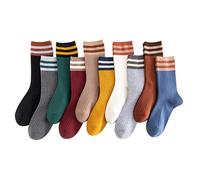 OurSuperDeals Striped Crew Socks for Women Teen Girls Retro Vintage Cute Above Ankle Fashion Cotton Socks, 10 Pairs C-set, M