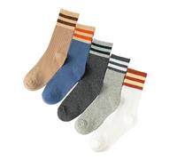 OurSuperDeals Striped Crew Socks for Women Teen Girls Retro Vintage Cute Above Ankle Fashion Cotton Socks, 5 Pairs B-set, M