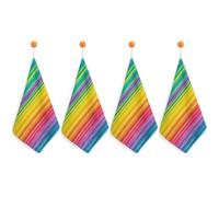 OURTEV Hand Towels for Bathroom Quick Dry Hand Towel Set Rainbow Colored Striped Hanging Kitchen Towels Super Soft Face Towels Highly Absorbent Decorative Hand Towel Set, 4PCS, Style