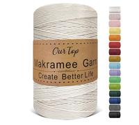 OurTop Premium Macrame Cord, 2mm x 500m Braided Macrame Rope Twisted Cord Yarn Macrame Yarn Thick Rope for Wall Hangings, Plant Hangers, DIY Crafts, Home Decorations, Gift Wrapping(Beige)