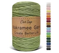 OurTop Premium Macrame Cord, 3mm x 300m Braided Macrame Rope Twisted Cord Yarn Macrame Yarn Thick Rope for Wall Hangings, Plant Hangers, DIY Crafts, Home Decorations, Gift Wrapping(Avocado Green)
