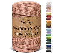 OurTop Premium Macrame Cord, 3mm x 300m Braided Macrame Rope Twisted Cord Yarn Macrame Yarn Thick Rope for Wall Hangings, Plant Hangers, DIY Crafts, Home Decorations, Gift Wrapping(Brick Red)