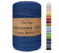 OurTop Premium Macrame Cord, 3mm x 300m Braided Macrame Rope Twisted Cord Yarn Macrame Yarn Thick Rope for Wall Hangings, Plant Hangers, DIY Crafts, Home Decorations, Gift Wrapping(Navy Blue)
