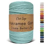 OurTop Premium Macrame Cord, 3mm x 300m Braided Macrame Rope Twisted Cord Yarn Macrame Yarn Thick Rope for Wall Hangings, Plant Hangers, DIY Crafts, Home Decorations, Gift Wrapping(Cyan)
