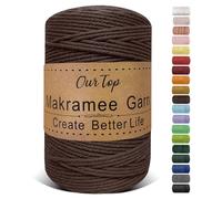 OurTop Premium Macrame Cord, 3mm x 300m Braided Macrame Rope Twisted Cord Yarn Macrame Yarn Thick Rope for Wall Hangings, Plant Hangers, DIY Crafts, Home Decorations, Gift Wrapping(Dark Brown)