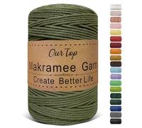 OurTop Premium Macrame Cord, 3mm x 300m Braided Macrame Rope Twisted Cord Yarn Macrame Yarn Thick Rope for Wall Hangings, Plant Hangers, DIY Crafts, Home Decorations, Gift Wrapping(Army Green)