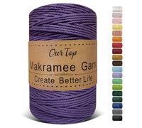 OurTop Premium Macrame Cord, 3mm x 300m Braided Macrame Rope Twisted Cord Yarn Macrame Yarn Thick Rope for Wall Hangings, Plant Hangers, DIY Crafts, Home Decorations, Gift Wrapping(Purple)