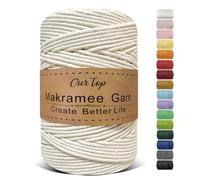 OurTop Premium Macrame Cord, 4mm x 300m Braided Macrame Rope Twisted Cord Yarn Macrame Yarn Thick Rope for Wall Hangings, Plant Hangers, DIY Crafts, Home Decorations, Gift Wrapping(Beige)