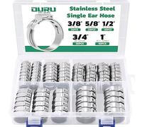 OURU 120PCS Pex Crimp Rings Assortment, Stainless Steel Pex Clamps 3/8", 1/2", 3/4", 5/8", 1" Single Ear Hose Clamps, Pex Cinch Clamps for Pex Fittings Pipe Tubing
